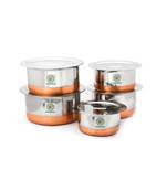 Coconut Stainless Steel Copper Bottom Tope and Lid, (Pack Of 10)