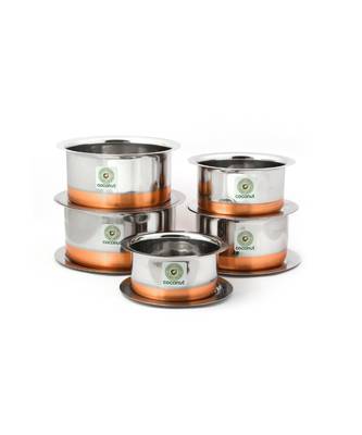 Coconut Stainless Steel Copper Bottom Tope and Lid, (Pack Of 10) 2