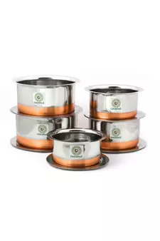 Coconut Stainless Steel Copper Bottom Tope and Lid, (Pack Of 10)