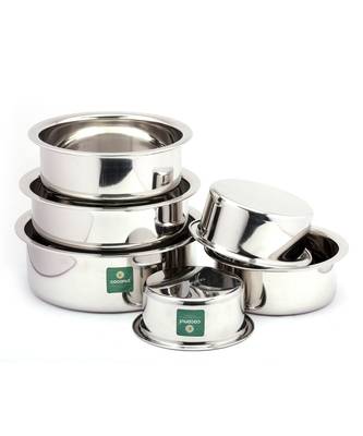Coconut Stainless Steel(Heavy Guage) Nano Tope Set of 6 Units - Capacity - 800,1000,1200,1400,1600 & 1800 ML 2