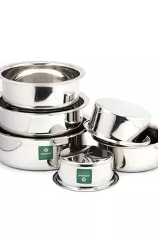 Coconut Stainless Steel(Heavy Guage) Nano Tope Set of 6 Units - Capacity - 800,1000,1200,1400,1600 & 1800 ML