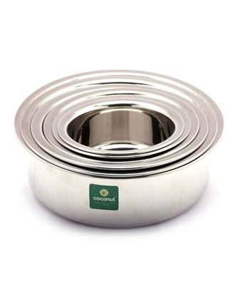 Coconut Stainless Steel(Heavy Guage) Nano Tope Set of 6 Units - Capacity - 800,1000,1200,1400,1600 & 1800 ML 3
