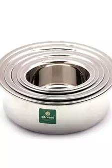 Coconut Stainless Steel(Heavy Guage) Nano Tope Set of 6 Units - Capacity - 800,1000,1200,1400,1600 & 1800 ML