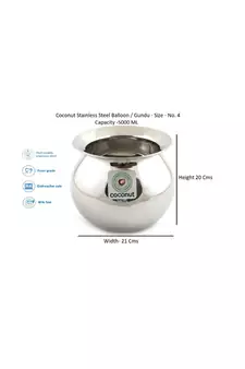 coconut Stainless Steel Balloon Gundu Handi (Silver, 5 L) - 1 Qty