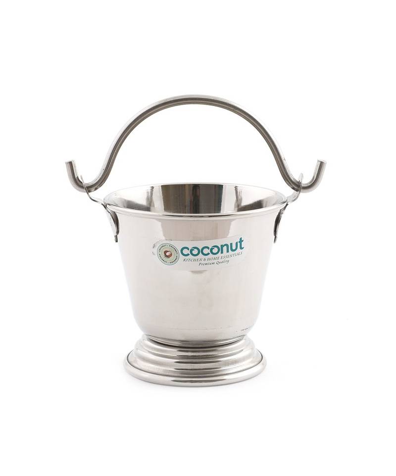 Coconut Plain Pine Serving Stainess Steel Bucket - Set of 1 (600ml)