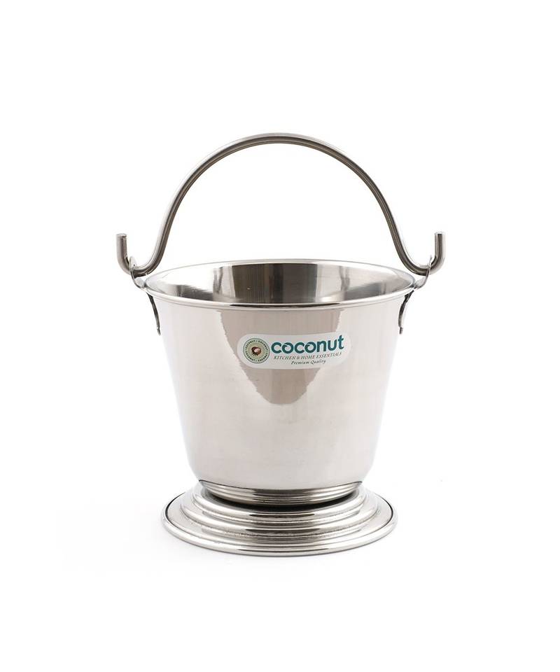 Coconut Plain Pine Serving Stainess Steel Bucket - Set of 1 (600ml)