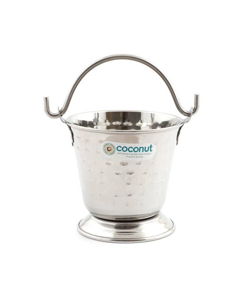Coconut Hammered Honey Serving Stainess Steel Bucket - Set of 1 (600ml)