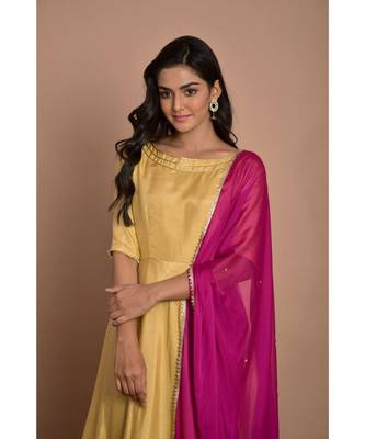 golden flared kurta palazzo set with ma 5