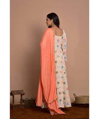 Light peach anarkali with peach dupatta 5