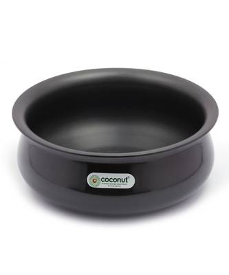 Coconut Hard Anodised Curry Pot Plain Cookware - Big - Capacity - 3.25 litres,Black 1
