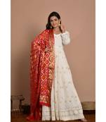 white woven georgette kurta set