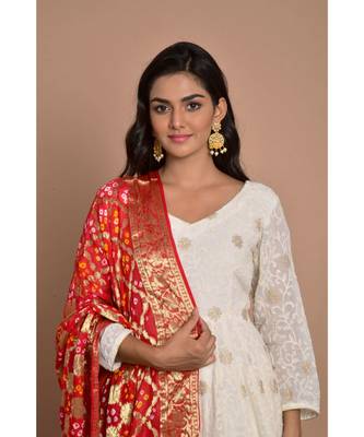 white woven georgette kurta set 4