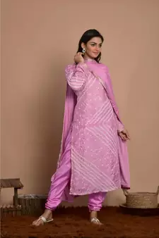 lavender kurta with churidar and dupatta