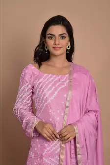 lavender kurta with churidar and dupatta
