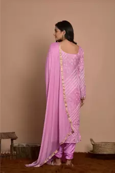 lavender kurta with churidar and dupatta