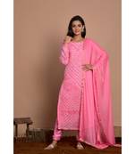 pink bandhani kurta churidar set with dupatta