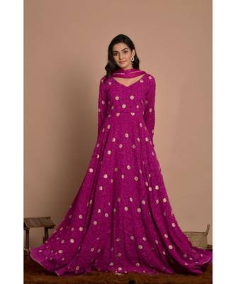 purple woven georgette kurta set 3