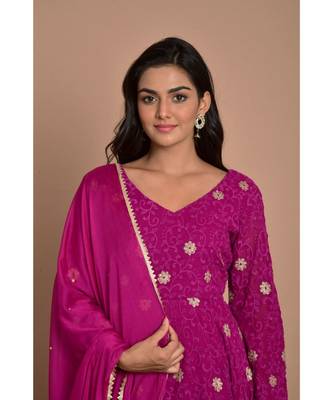 purple woven georgette kurta set 4