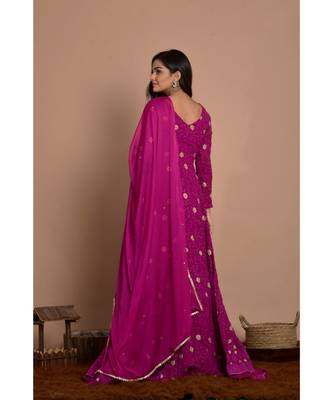 purple woven georgette kurta set 5