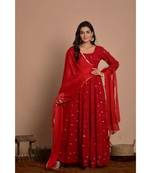 maroon chikankari anarkali with dupatta