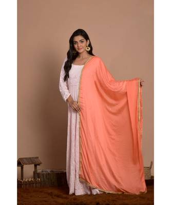 light pink chikankari with peach dupatta 1