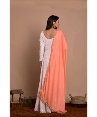 light pink chikankari with peach dupatta 5