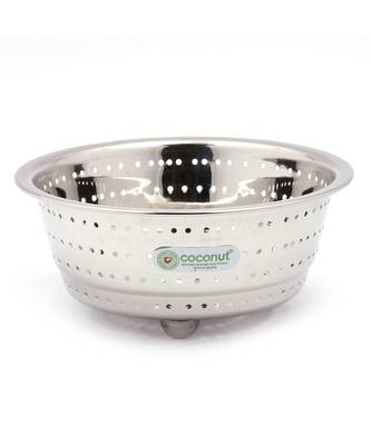 Coconut Stainless Steel Rice, Fruits & Vegetables Basin Strainer/Colander for Kitchen - 1 Unit - (Diamater- 8 Inches) 1