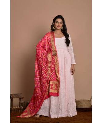 pink woven georgette kurta set 1
