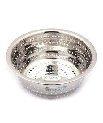 Coconut Stainless Steel Rice, Fruits & Vegetables Basin Strainer/Colander for Kitchen - 1 Unit - (Diamater- 8 Inches) 3