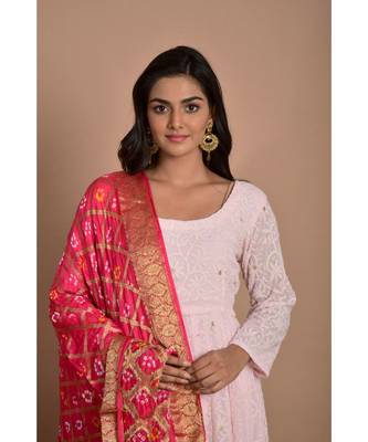 pink woven georgette kurta set 4