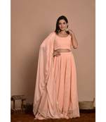 peach chikankari lehenga set
