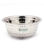 Coconut Stainless Steel Rice, Fruits & Vegetables Basin Strainer/Colander for Kitchen - 1 Unit - (Diamater- 9.5 Inches)