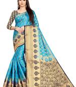 blue Banarasi Silk Woven Designer Saree For Women