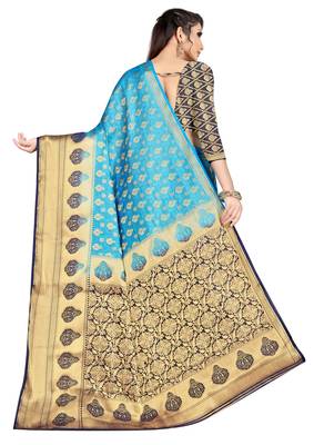 blue Banarasi Silk Woven Designer Saree For Women 3