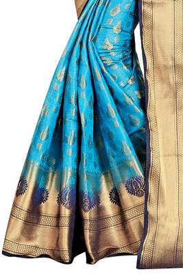 blue Banarasi Silk Woven Designer Saree For Women 4