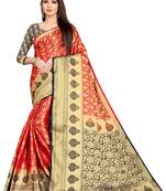 red Banarasi Silk Woven Designer Saree For Women