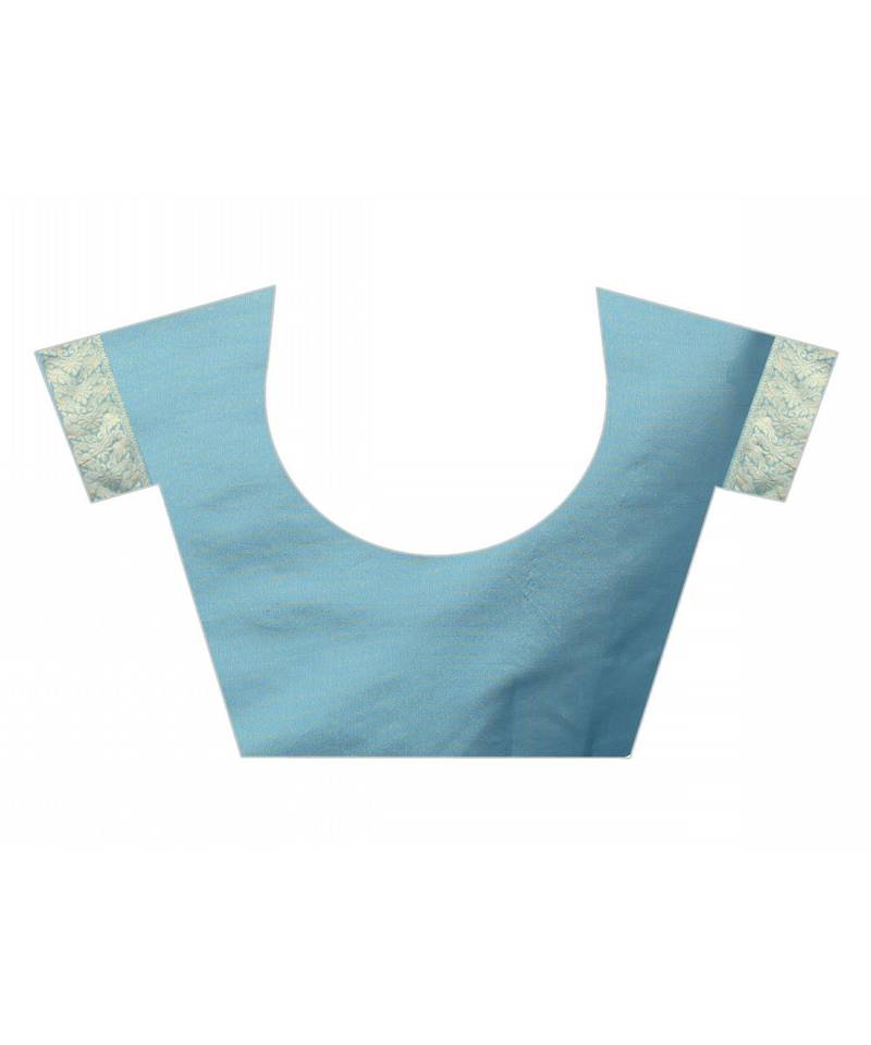 blue woven art silk saree with blouse
