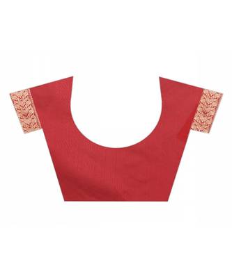 red woven art silk saree with blouse 5