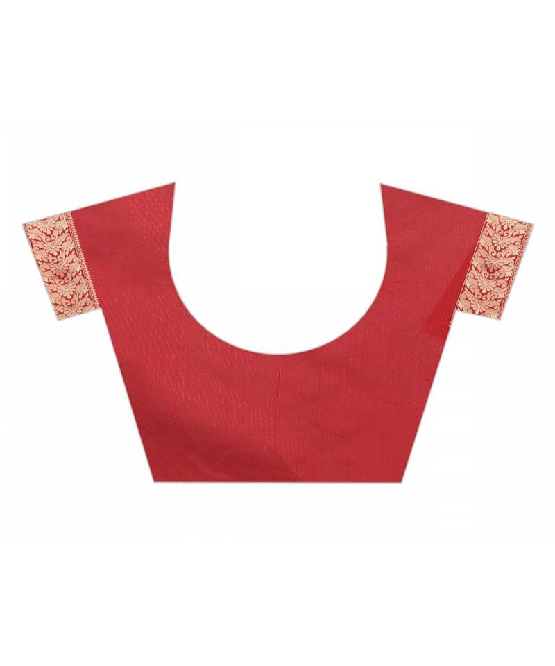 red woven art silk saree with blouse