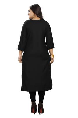Turquoise plain rayon ethnic-kurtis 4
