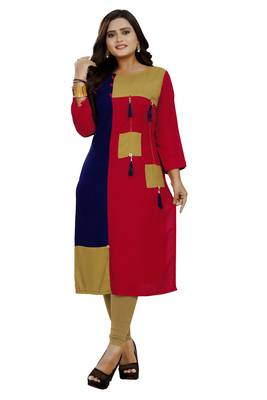 Multicolor hand woven rayon party-wear-kurtis 1
