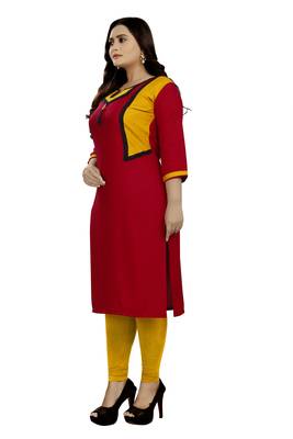Blood-red plain rayon diwali-kurtis 2