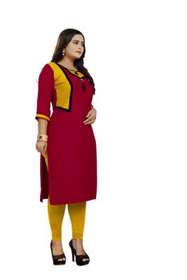 Blood-red plain rayon diwali-kurtis 3