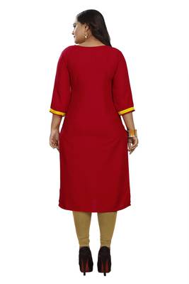 Blood-red plain rayon diwali-kurtis 4