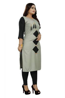 Grey hand woven rayon ethnic-kurtis 3