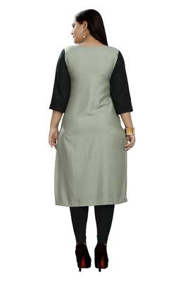 Grey hand woven rayon ethnic-kurtis 4