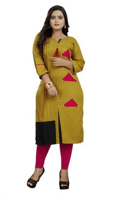 Mustard hand woven rayon ethnic-kurtis 1