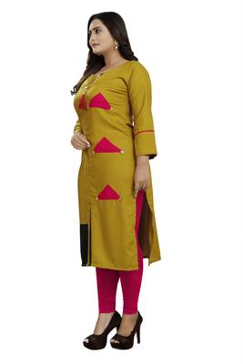 Mustard hand woven rayon ethnic-kurtis 2
