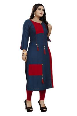 Multicolor hand woven rayon diwali-kurtis 3