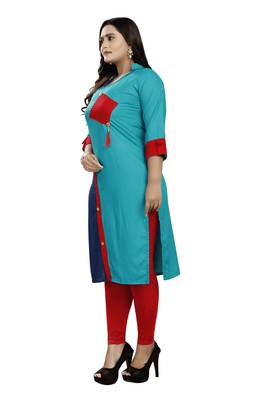 Multicolor hand woven rayon ethnic-kurtis 3